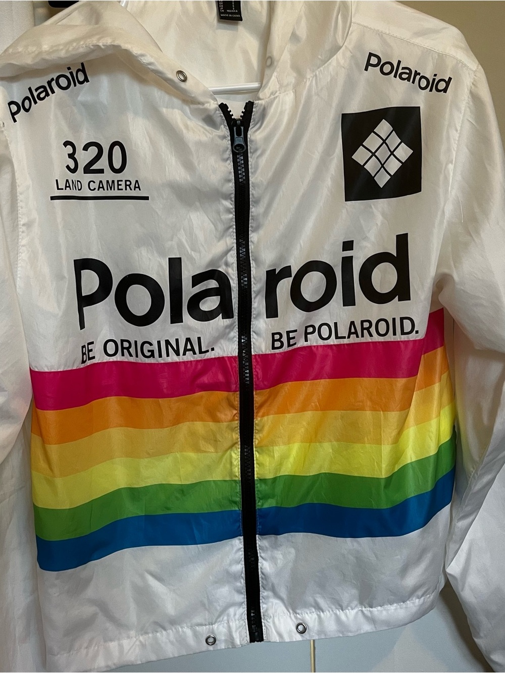 Polaroid camera windbreaker jacket